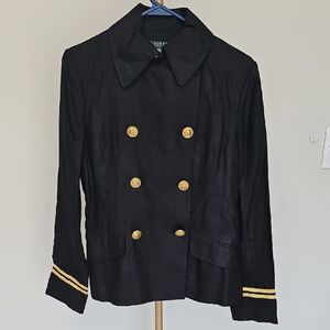 Ralph Lauren Black Pea Coat with Gold Buttons